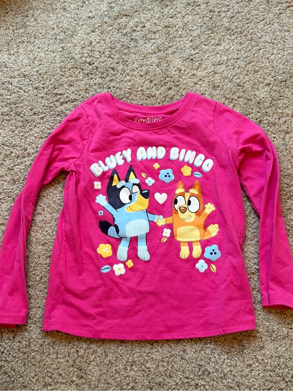 Jumping Beans Girls 4T Pink Bluey & Bingo Graphic Long Sleeve Crewneck Tee